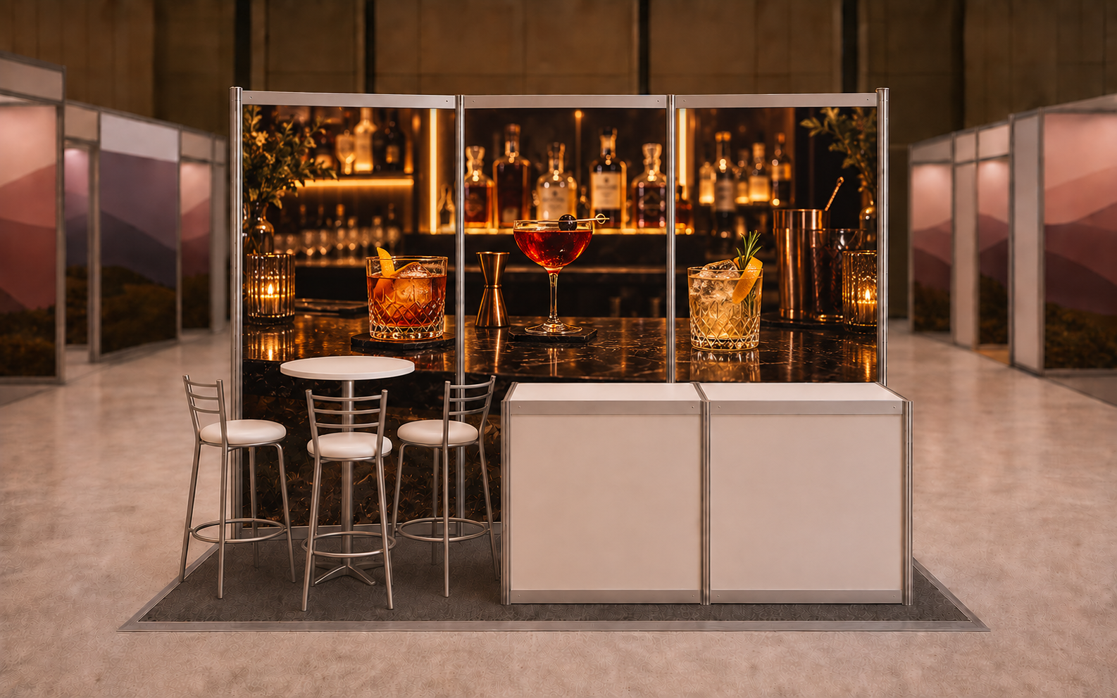 Render del formato Super Premium con gráfica de coctelería